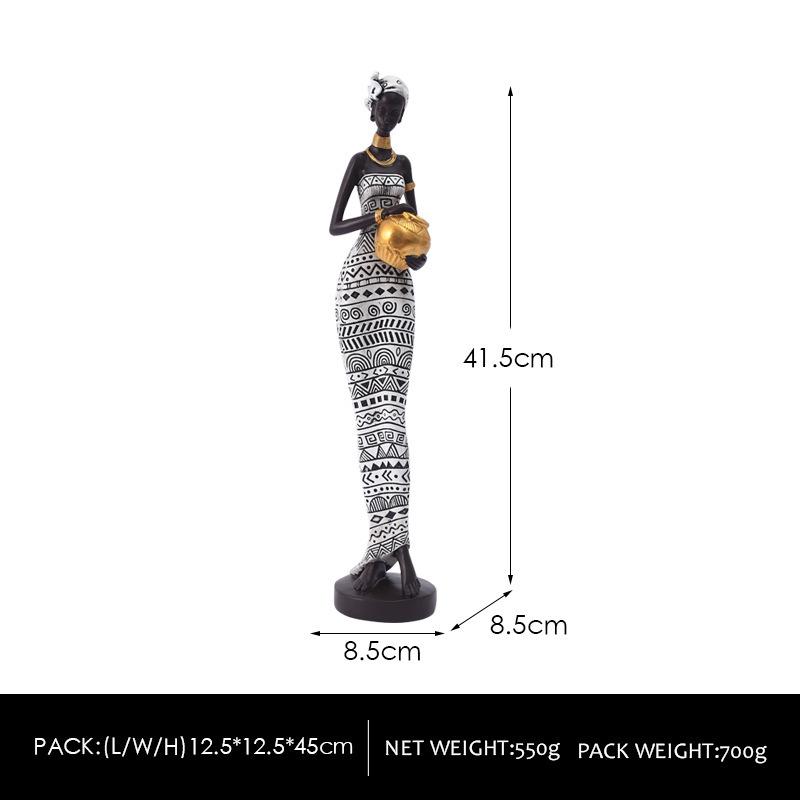 African Black Art Resin Figurine: Creative Home Decor for Living Room, Entrance Hall, or Wine Cabinet TV Stand