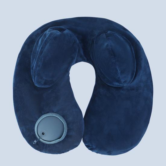 Inflatable Pillow U-Shaped Neck Support Full Filling Portable Nap Cushion Inflatable Headrest Cushion with Storage