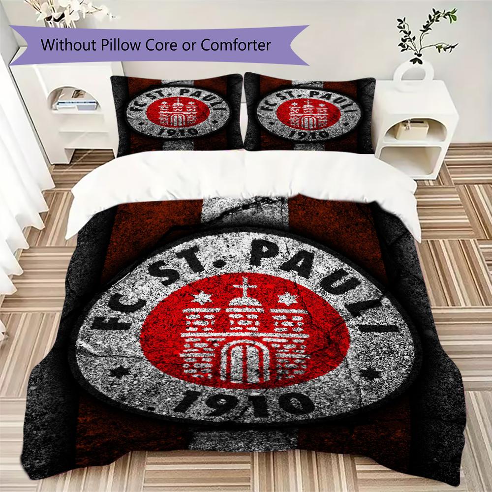 S t. Juego de Ropa de Cama Pauli FC Pattern uilt Set uilt Cover Funda de Almohada Decoración del Hogar Regalo de Cumpleaños (1 * funda de edredón + 2 * fundas de almohada sin relleno)