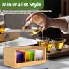 Bambus Teebeutel Aufbewahrungsbox mit Klarem Deckel 3 Fächer Multifunktionaler Kaffee Tee Box Organizer Zuckerbehälter