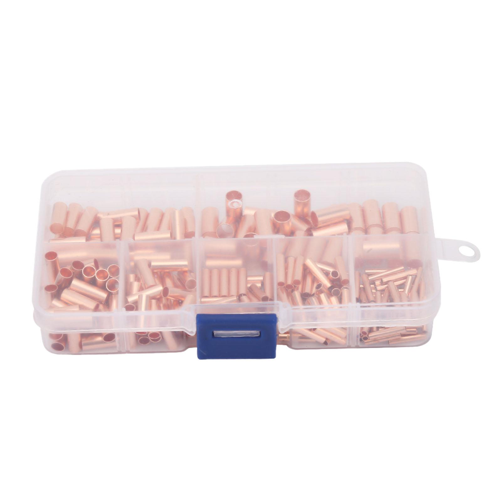 

250 Pcs Red Copper Connecting Tube GT16mm Intermediate Wire Joint Tube Connector