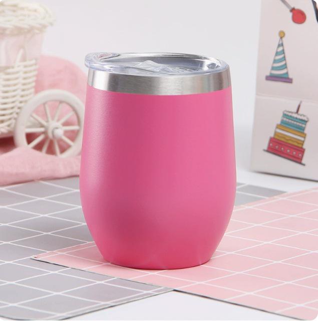 Tazza termica in acciaio inossidabile 304, Bicchiere da vino a doppia parete a forma di uovo da 12 oz, Mantiene le bevande calde o fredde.