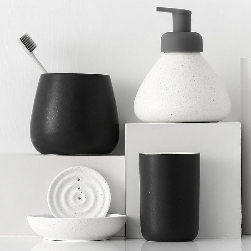 Nordic Ceramics Bathroom Supplies Four Piece Set Home Bathroom Accessories Five-piece Set Lotion Bottle Mouthwash Cup Soap Dish