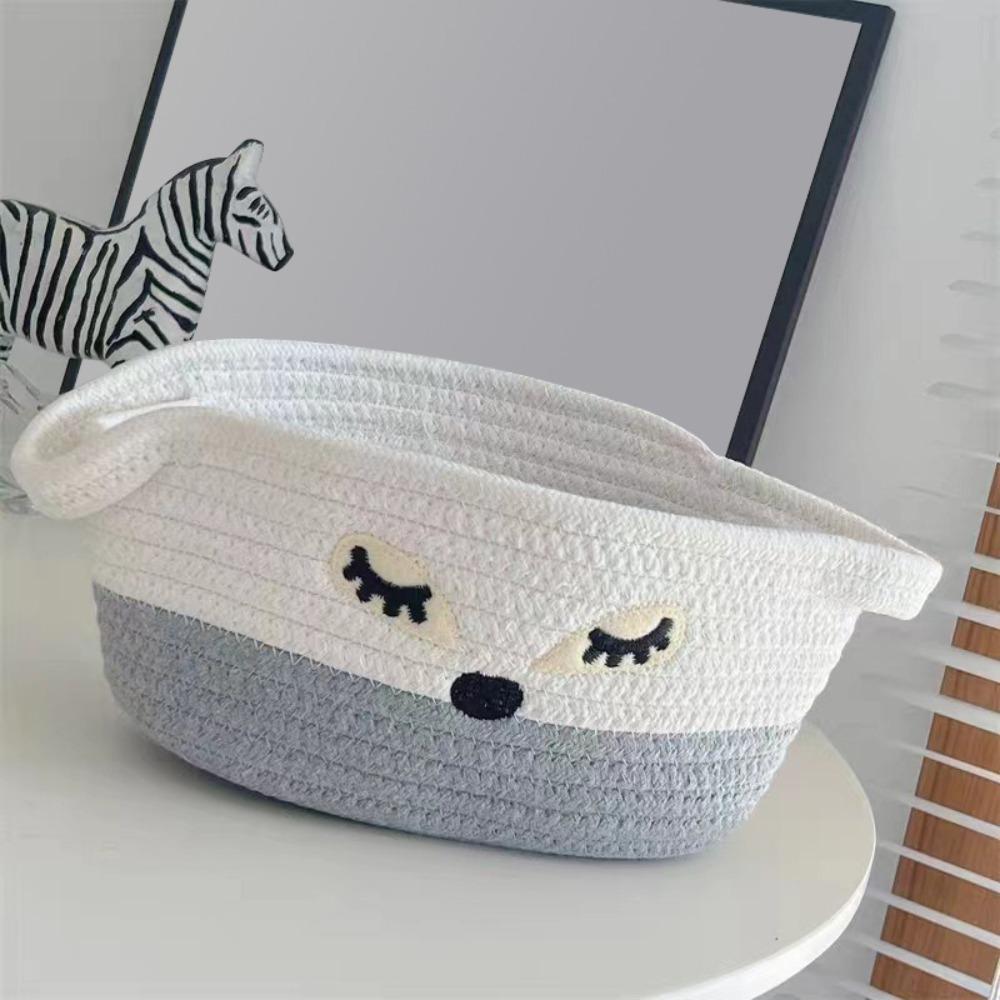 

Handle Woven Baskets Cotton Organizing Bag New Storage Basket Shy