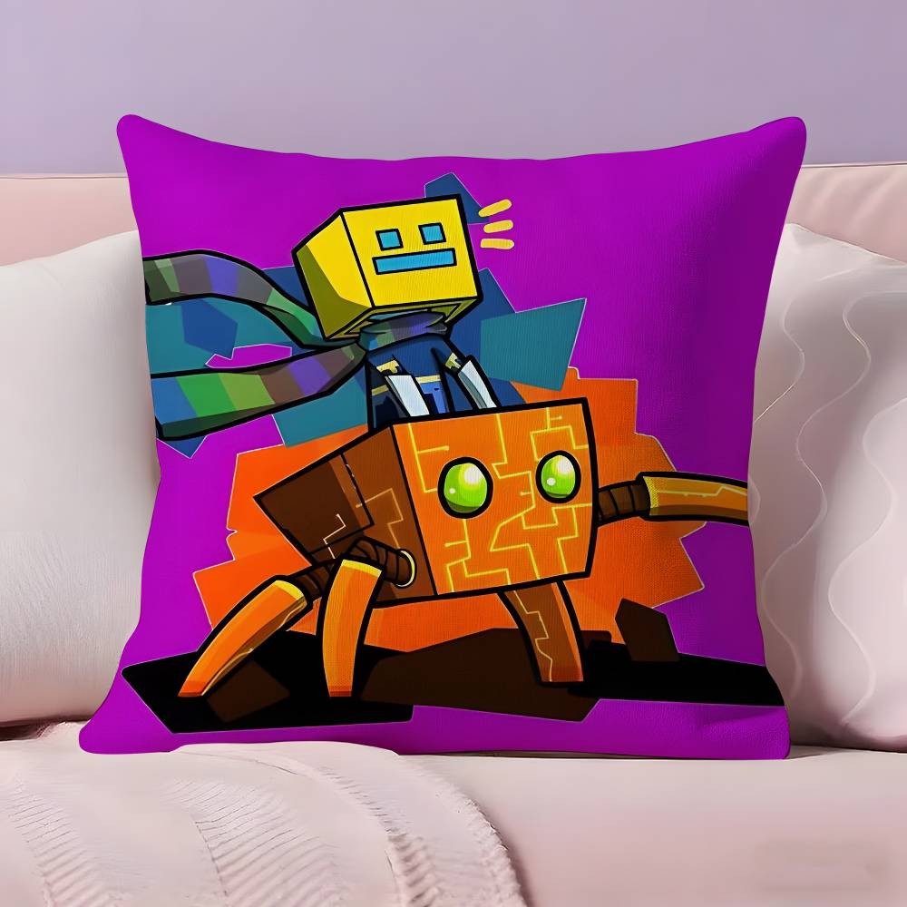 Music Game Geometry Dash Pillow Case Ultra Soft Skin Friendly Fabric Cloud Like Comfort & Concealed Zipper