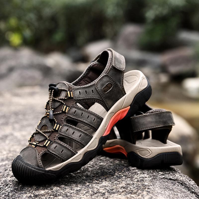 2025Men's Sandals Soft Genuine Leather Sandals Shoes Men Large Size Outdoor Summer Shoes Comfort Beach Sandals Roman Men Shoes