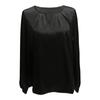Women's Fashion Casual Solid Color Satin Shirt Casual Pleated Long Sleeve Top