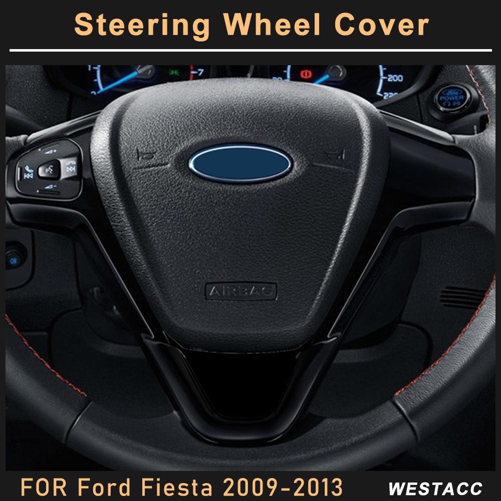 ABS Chrome Car Steering Wheel Cover Decoration Sticker Trim for Ford Fiesta MK7 2009 2010 2011 2012 2013 2014