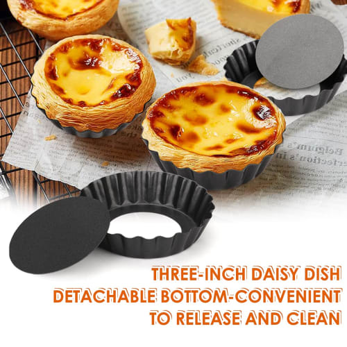 Cyimi Egg Tart Pans, 6-Piece 3-Inch Mini Tart Pans with Removable Bottoms, Cupcake Cake Pans, Muffin Pans, Baking Tools, Reusable Quiche Bakeware, Car