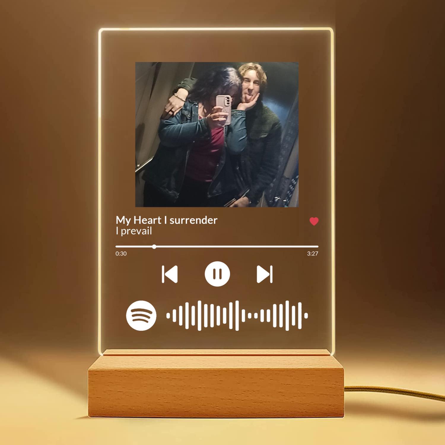 

Custom Acrylic Music Night Light with Spotify Song and Photo Souvenir Single Color
