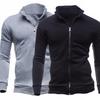 Men Coat Solid Color Slim Streetwear Zipper Ribbed Bottom Sweatshirt for Daily Wear