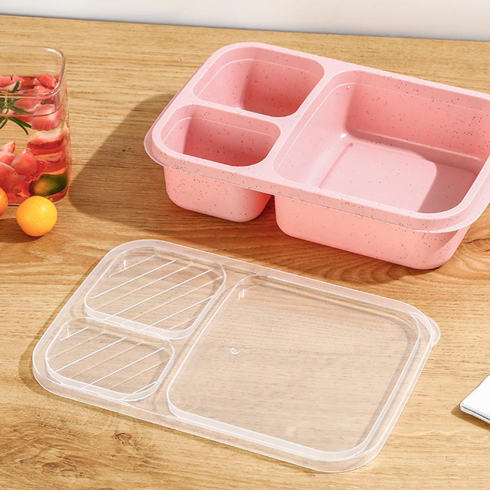 D2 1Pcs Bento Lunch Box for Kids Adults Reusable Food Storage Box Container 3 Compartment Lunch Box for School Work and Travel