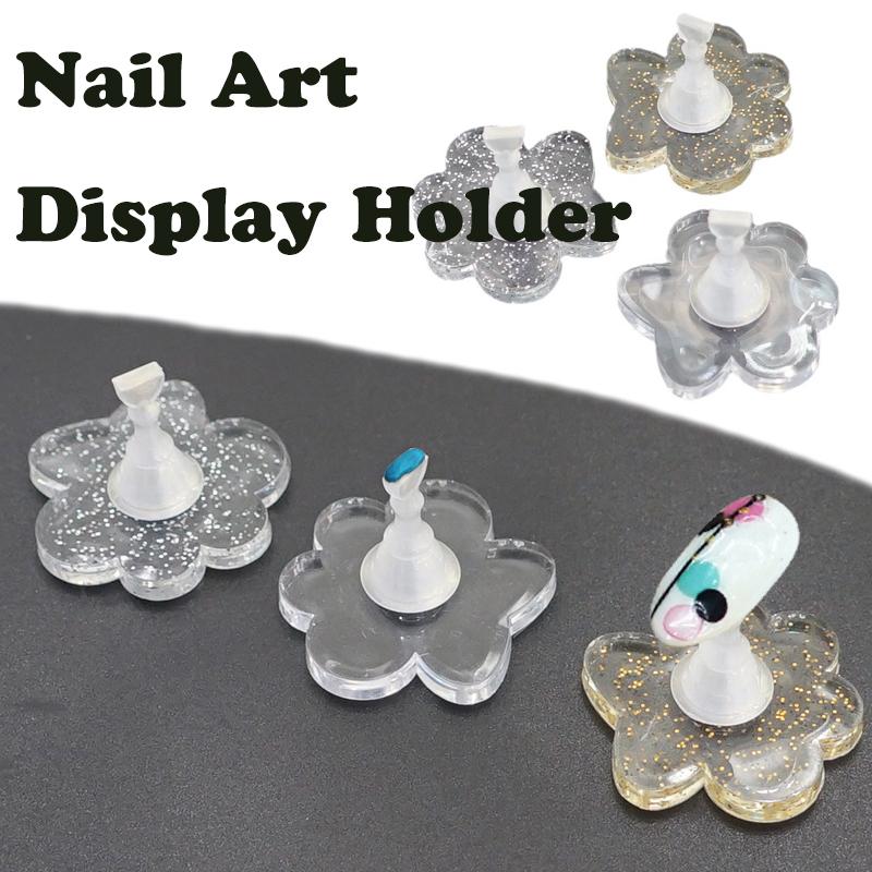 5Pcs Magnetic Nail Holders Practice Display Stand False Nail Tips Manicure Tools For Beginners Glitter Sequins Flower