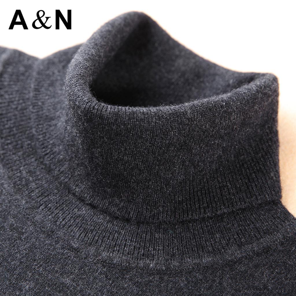 [100% Sheep Wool] Winter Warm and Comfortable Two Collar Woolen Sweater Solid Color Versatile Knitted Base Sweater