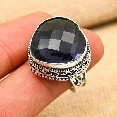 Herzförmiger Iolith-Edelstein-Ring aus 925er Sterlingsilber, handgefertigt, wunderbarer Schmuck für Thanksgiving
