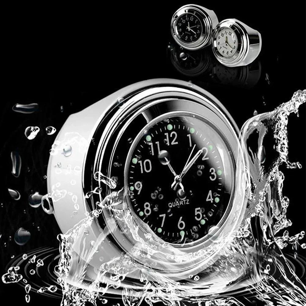 Universal Motorcycle Handlebar Mount Clock Waterproof Handlebar Dial Clock Watch Thermometer Temp Gauge for Accessories