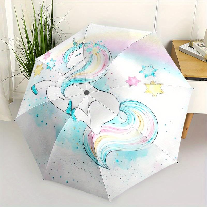1 Stück Einhorn, Regenbogen-Thema, Hochwertiger Regenschirm, Automatisches Öffnen und Schließen, Multifunktionaler Regenschirm G0811168