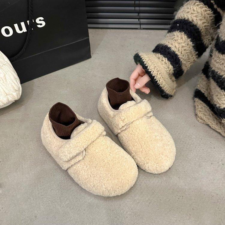 Women Flats Shoes 2026 Autumn Winter Comfort Soft Sole Mary Jane Shoes Outdoor Retro Warm Plush Cotton Shoes Zapatos Mujer
