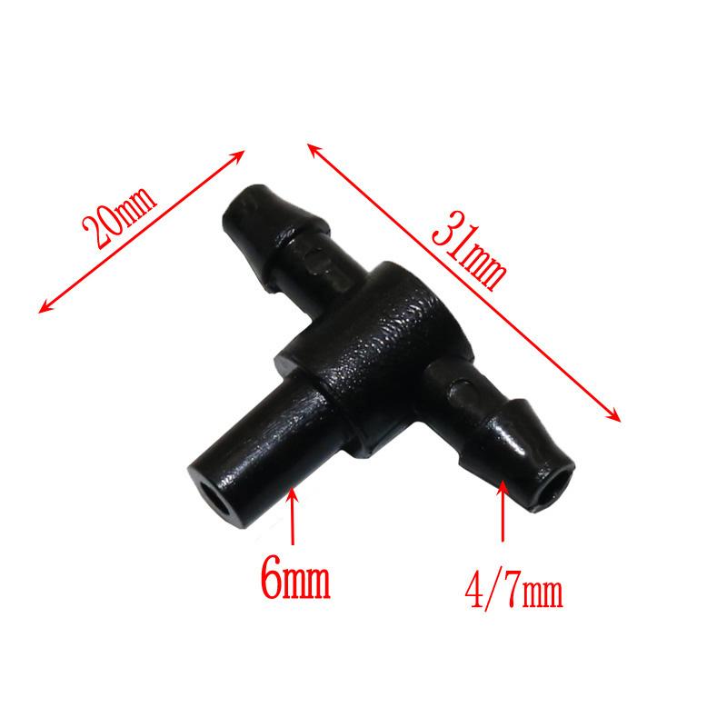 6mm Nozzle Tee Connectors Homebrew Garden Irrigation System Watering Spray Nozzle Fittings for 4/7 mm Hose 50 Pcs