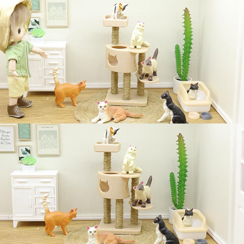 

1/12 Dollhouse Simulation Pet Cat Climbing Frame Model Dollhouse Miniature Furniture Accessories Micro Scene Construction Props 1pc