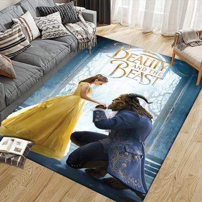 1pc Beauty and the Beast Carpet Area Rug, Bedroom, and Playroom Durable, Stain-Resistant, and Easy To Clean, Living Room