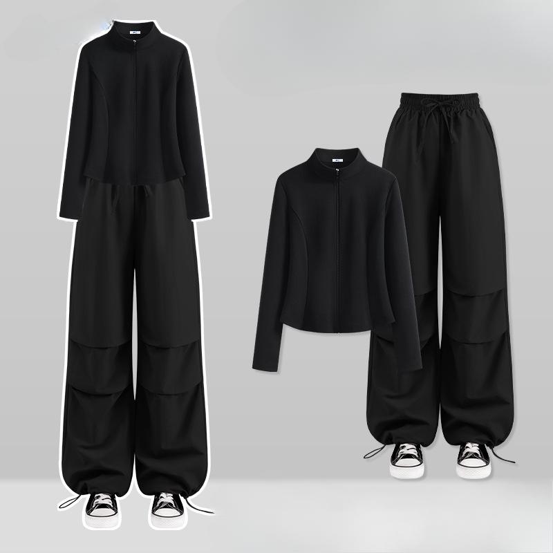 

Спортивный костюм женский весенне-летний одежда для альпинизма брюки для хайкинга солнцезащитная куртка для улицы и брюки с накладными карманами L чёрный