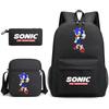 Backpack Sonic Student School Bag Cartoon Backpack Shoulder Bag Pencil Case Three-Piece Set