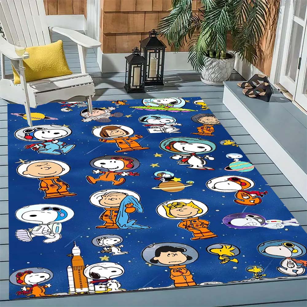 Cute Snoopy print decorative rug, perfect for home, bedroom, bedside, or office use, including swivel chairs.
