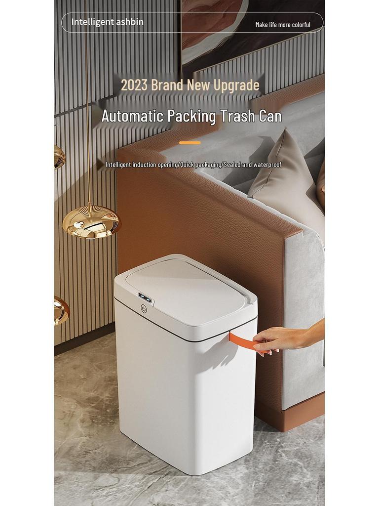 Hands-Free Automatic Trash Can with Smart Lid for Bathroom Use