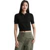 Calvin Klein Minimalist Square Logo Grid Polo Short Sleeve Knit Top Women tops Space-Black J222971-BEH