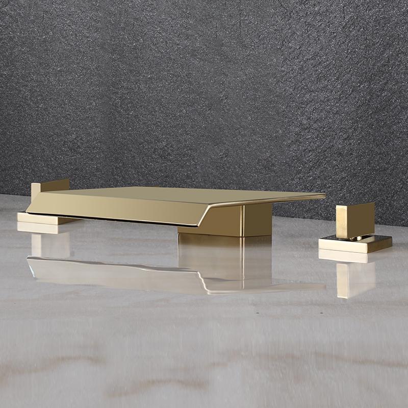 Brushed Gold/Black/Chrome Bathroom Bathtub Faucet Brass Double Handle Waterfall Water Bath Faucet Split Shower Faucet