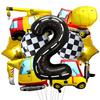9 Pcs 1set Engineering Theme Foil Balloons With 40Inch Number Birthday Party Ballon Construction Vehicle Tractor Car Balloons