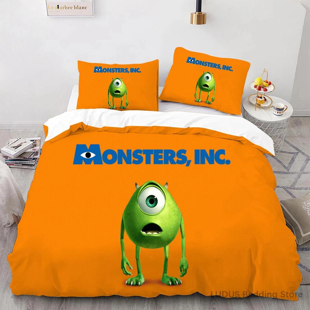 Copripiumino Monsters & Co. Boo con 2 Federe Kawaii Mike Sulley Set Biancheria da Letto Copripiumino Cartone Animato Senza Lenzuolo Sotto