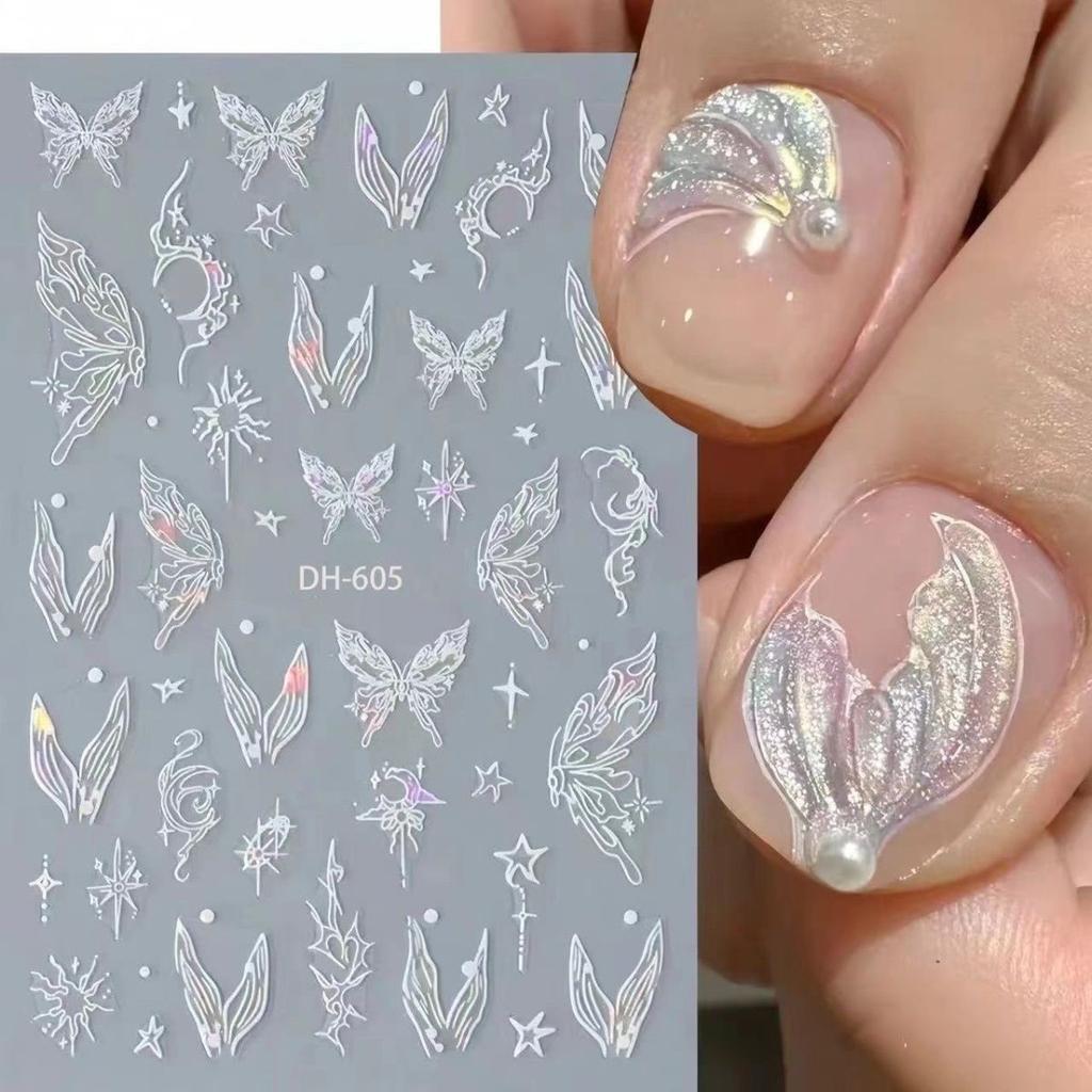 New Shell Light Butterfly Manicure Sticker Mermaid Tail High-end Liquid Clear and Lively Butterfly Manicure Sticker