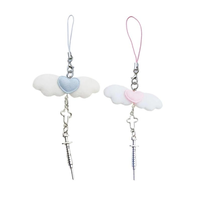 Lovely Angel Wing Pendant Phone Charm Stylish Keychain Accessory for Bag Wallet