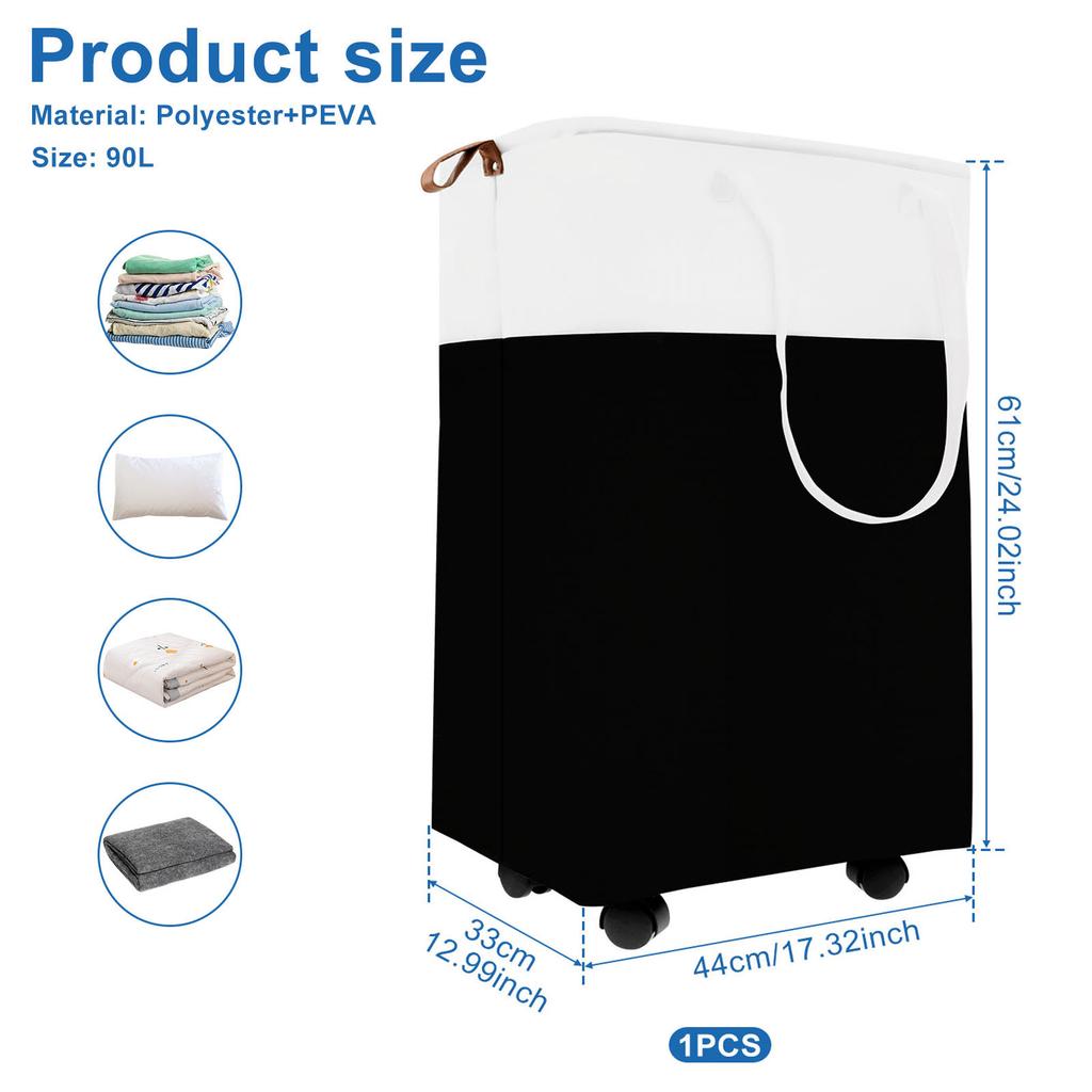 Laundry Basket with Wheels Collapsible Laundry Hamper Large Capacity Portable Rolling Laundry Basket for Home Dorm Laundry Room