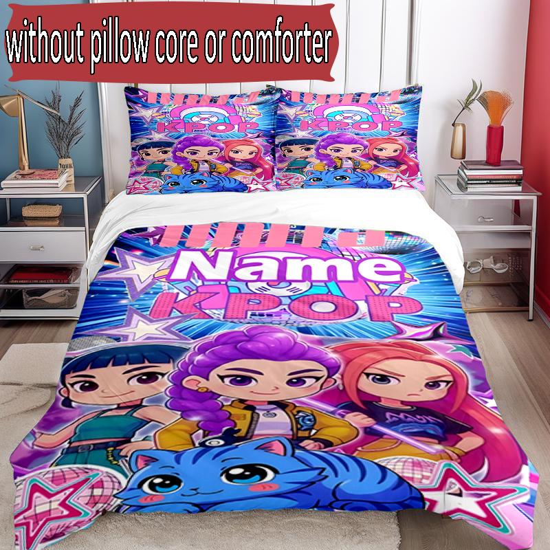 Set copripiumino 3 pezzi (1*Copripiumino + 2*Federe, Senza Nucleo), Set Biancheria da Letto Personalizzato con Nome KPop Cacciatori di Demoni, Decorazione Camera da Letto Casa Regalo