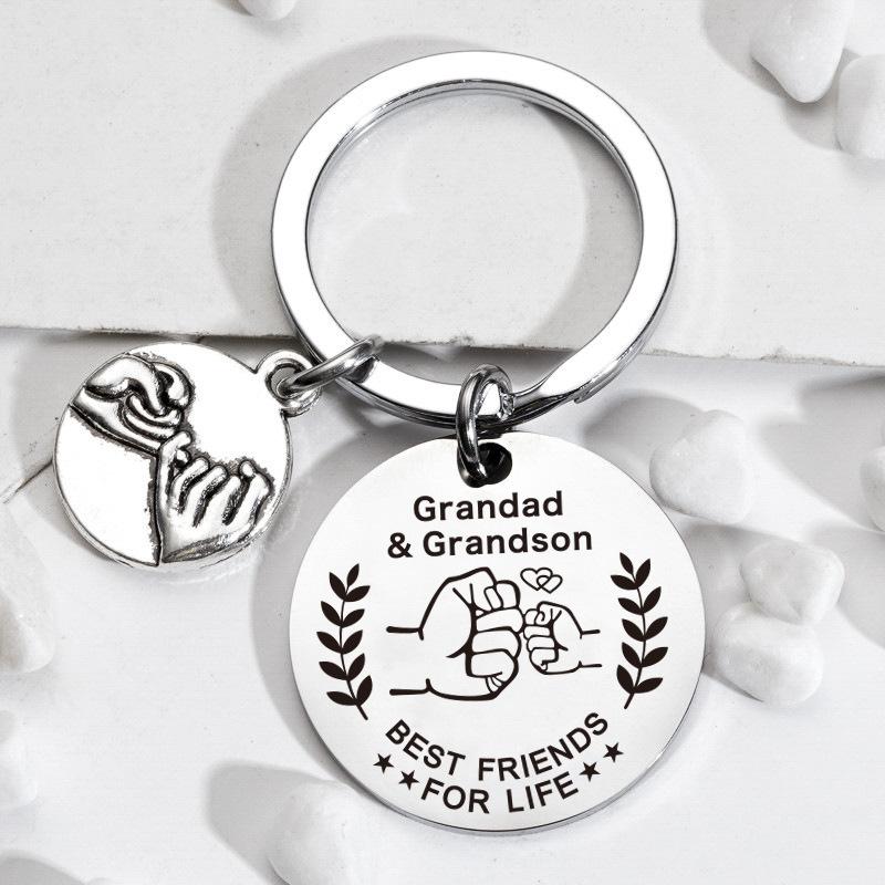 Fathers Day Mothers Day Hand in Hand Keychain Creative Gift Stainless Steel Holiday Gift Stainless Steel Keychain for Backpack Bag Pendant