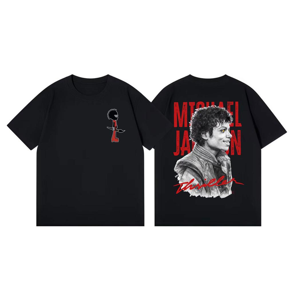 T-shirt Merch Cantante Rock Anni '90 Michael Jackson Moda Retro Manica Corta Cotone Alta Qualità T-shirt Oversize Unisex