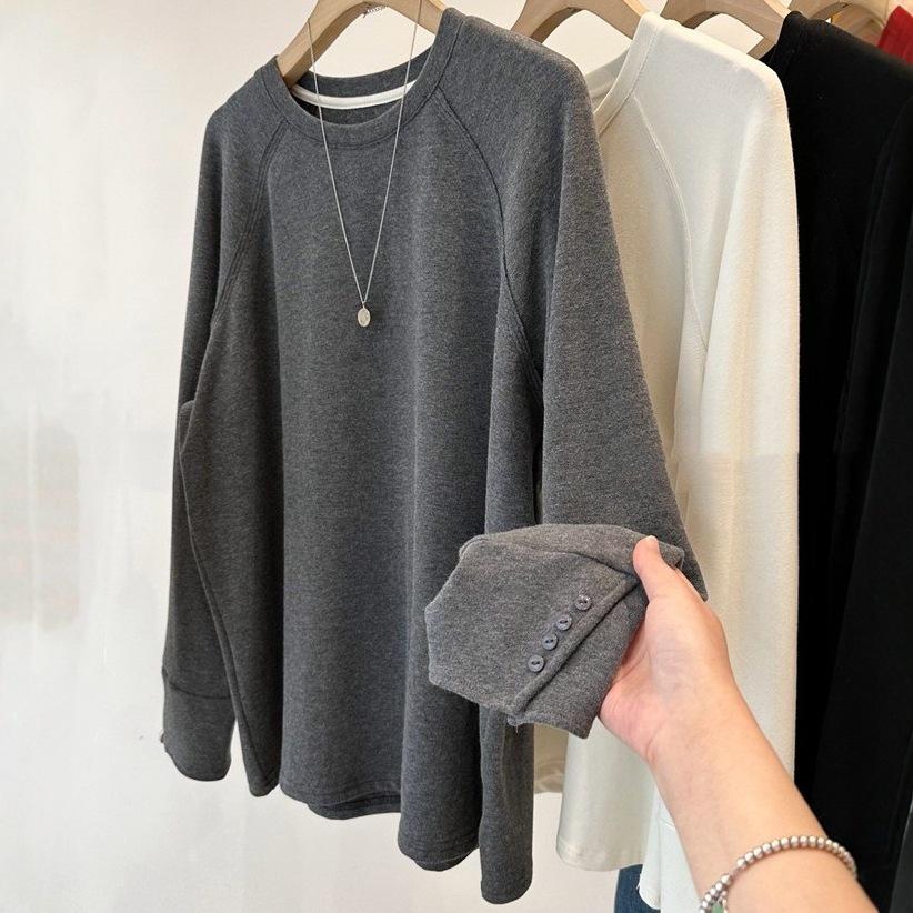 

Women s French Velvet Button-Up Long-Sleeve Top, 2025 Autumn/Winter, Loose Slimming Korean Style Versatile Base Layer L