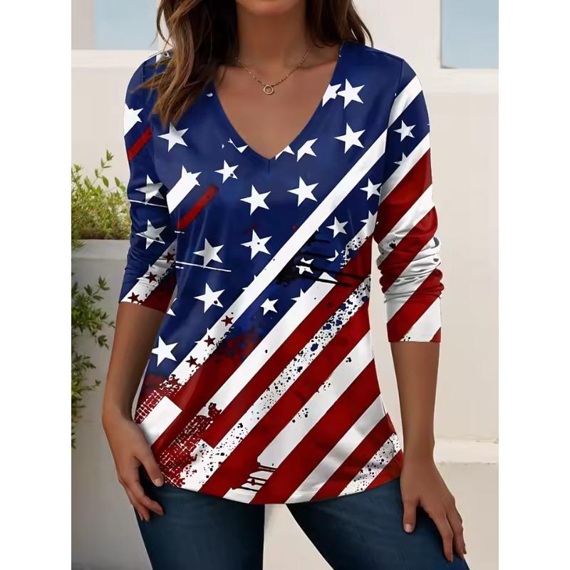 Vintage US Flag 250th Anniversary Pattern Women's T-shirt Summer 3D Print Casaul Long Sleeve Polyester Tops Women Clothing