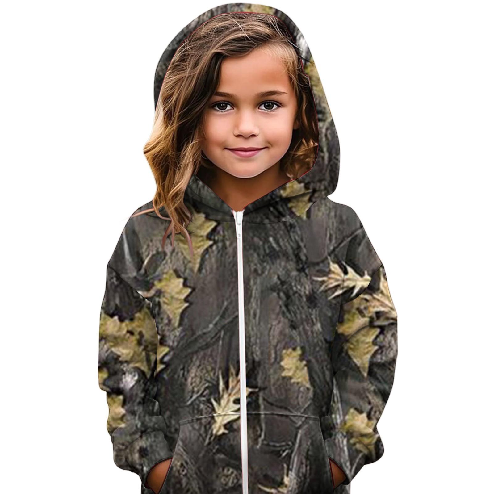 

Children s Casual Fashion Leaf Print Cardigan Hooded Sweatshirt 90