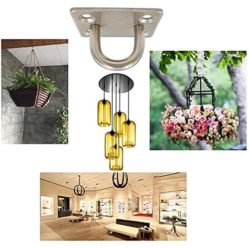 ZOYUBS Pad Eyes, Square Pad Eyes, Square Eye Plates with Stainless Steel Loops and Matching Screws, Wall-Mounted Pad Eyes for Ceiling Hanging, 304 Sta