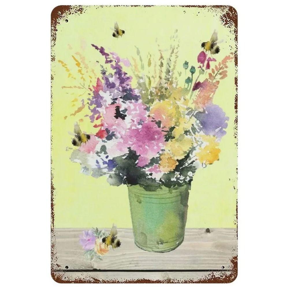 Wildblumen Blechschild, Metall Wandkunst Dekor 20x30cm