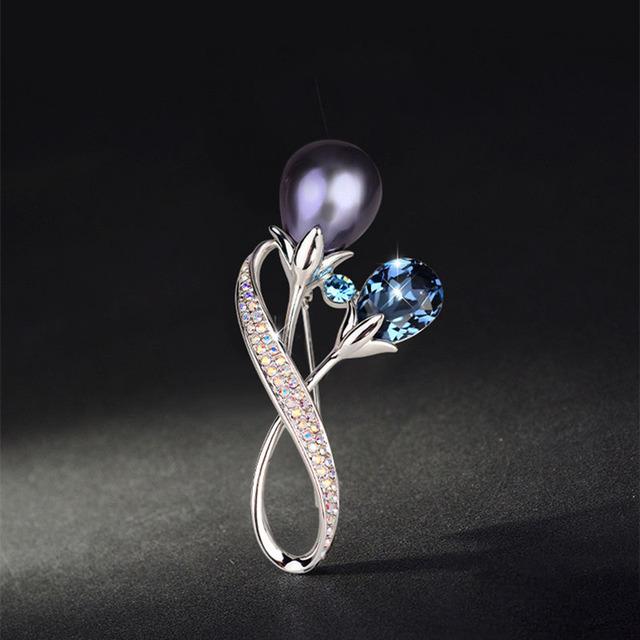 Дворцовый Стиль Темперамент Чувство Дизайна Броши Со Стразами Личность Модный Трендовый Стиль Атмосфера Ювелирные Изделия Костюм Булавка Для Платья ЖенскийЛичность Ювелирные Изделия синий