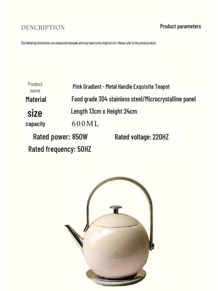 Ji Yan 2025 High-Value 304 Stainless Steel Electric Tea Kettle