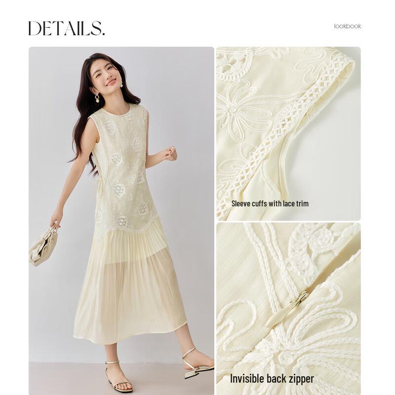 Elegant Lace Embroidery Tea Dress