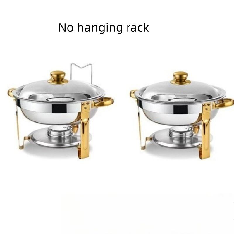 Alcohol Stove Large Capacity Circular Gold-plated Insulated Heating Furnace Hotel Restaurant Stainless Steel Buffet Stove