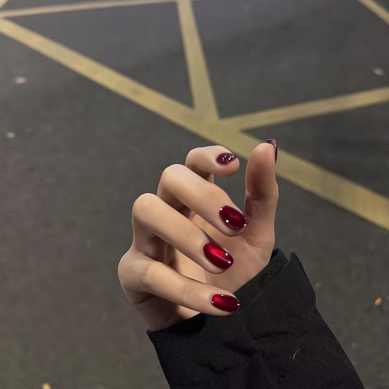 Cherry Ankara Christmas New Year Red Nail Art - Short Style