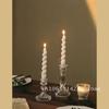 Embossed Glass Candle Holder Vintage Tall Dining Table Atmosphere Candle Holder Home Decorations